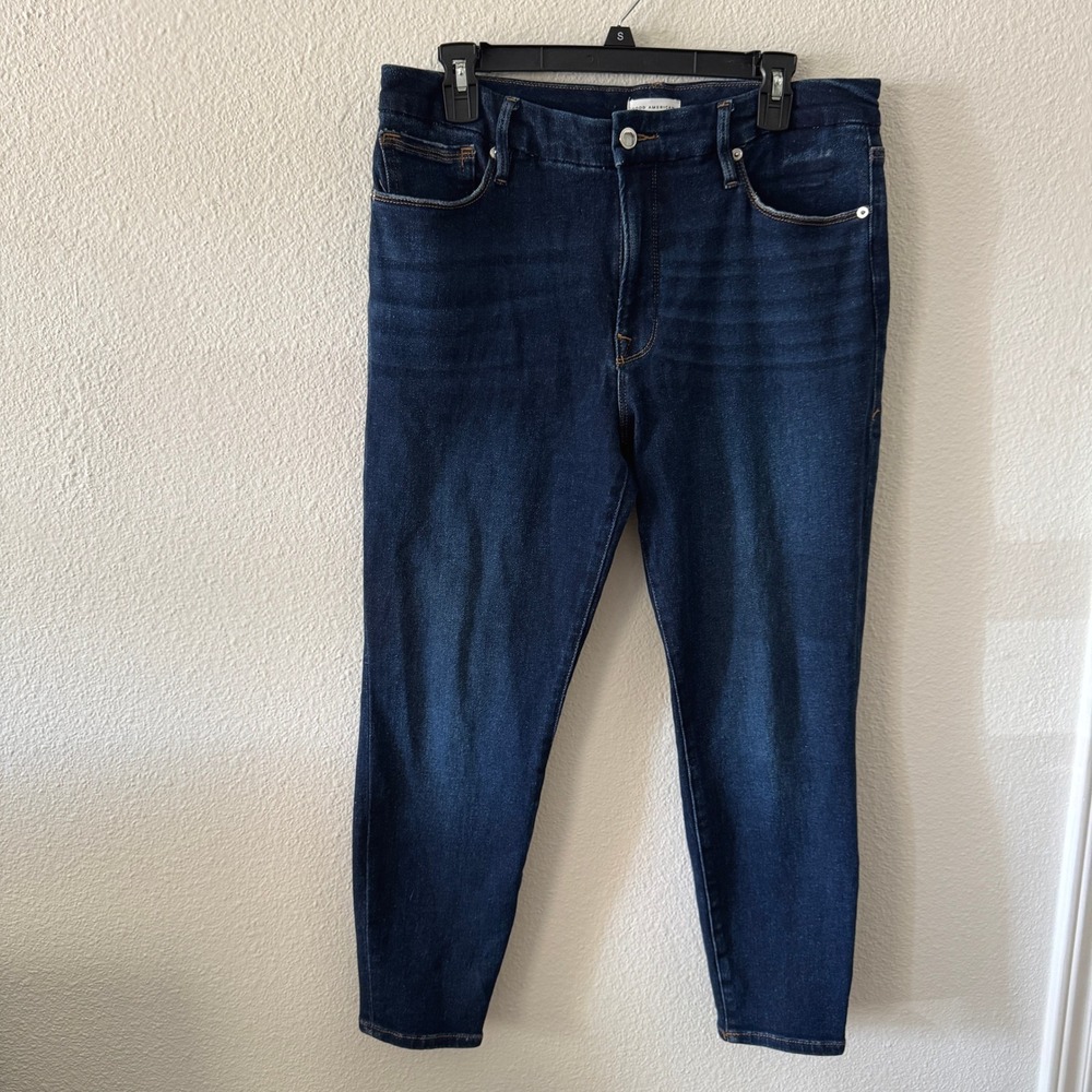Good American Good Petite Skinny Jeans 12/31 Dark Indigo Wash Blue 866 GPSK941ET